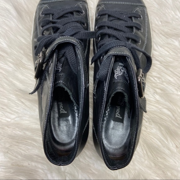 Paul Green Black Leather High Top Sneakers - Picture 7 of 12